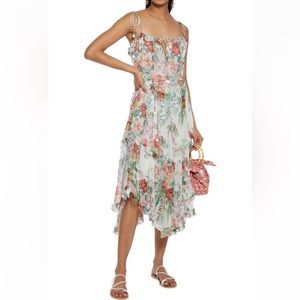 Zimmermann Bellitude Tiered Floral Print Silk-Crepon Midi Dress